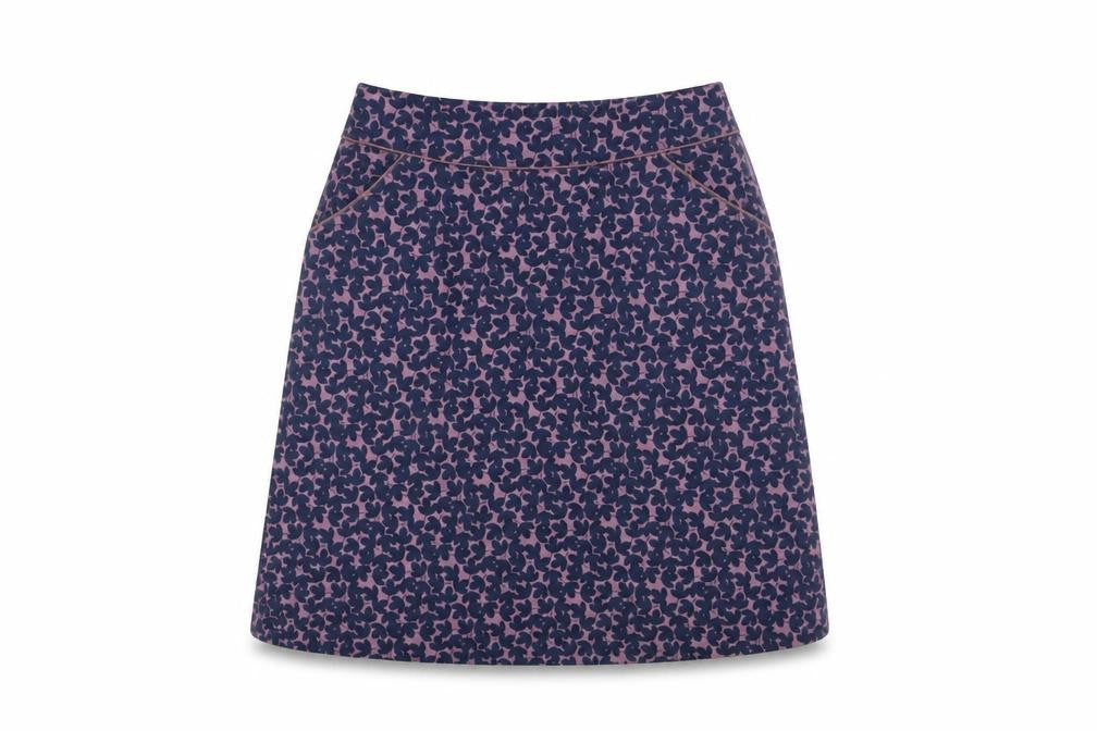 Seasalt Cornwall Womens Purple Floral A-Line Cotton Skirt Size 12