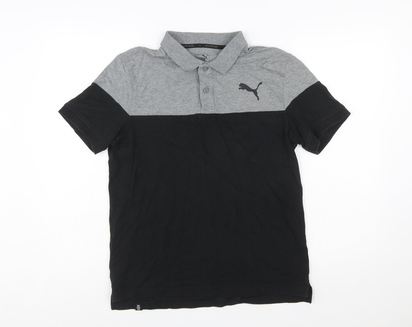 Puma Men's Black & Grey Colourblock Polo Shirt Size S