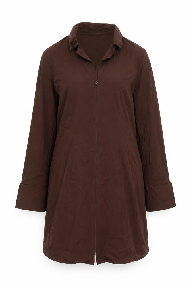 H&M Divided Brown Cotton Shirt Dress Women’s Size 12 Long Sleeve Zip