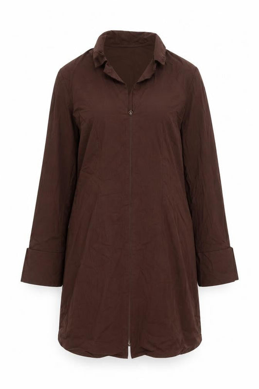 H&M Divided Brown Cotton Shirt Dress Women’s Size 12 Long Sleeve Zip