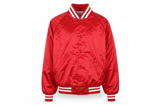 Dunbrooke Pla-Jac Men's Red Varsity Satin Jacket Size M 40in Retro Sports Style