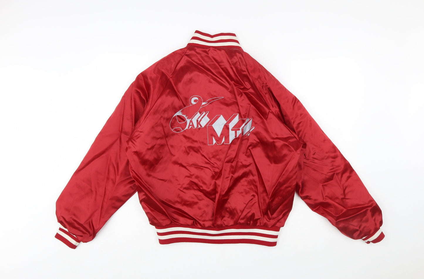 Dunbrooke Pla-Jac Men's Red Varsity Satin Jacket Size M 40in Retro Sports Style
