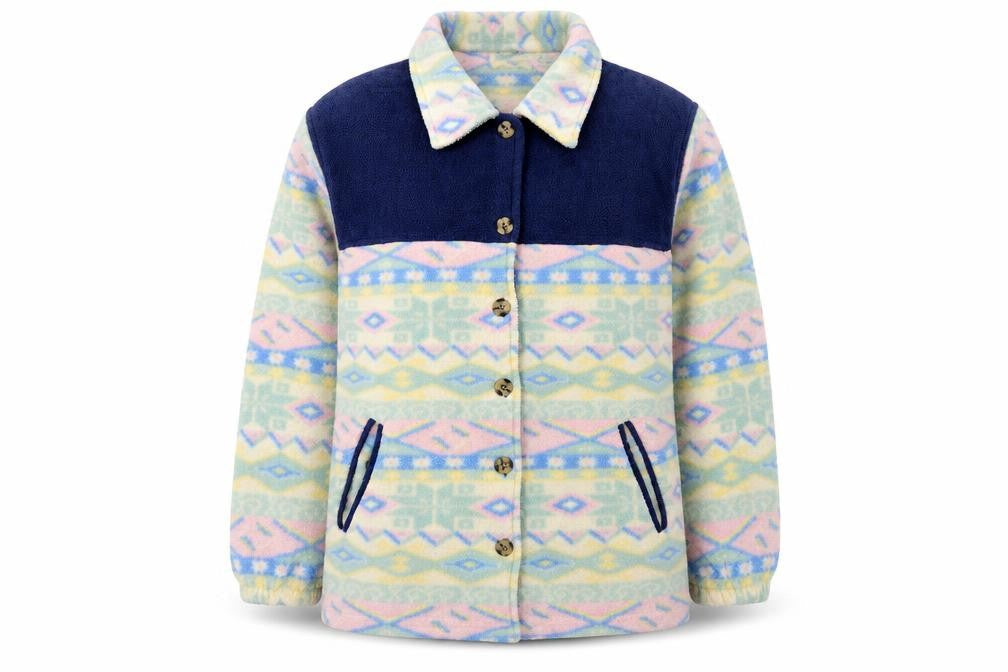 Cottage Cove Women's Multicoloured Fleece Jacket S Retro Geometric