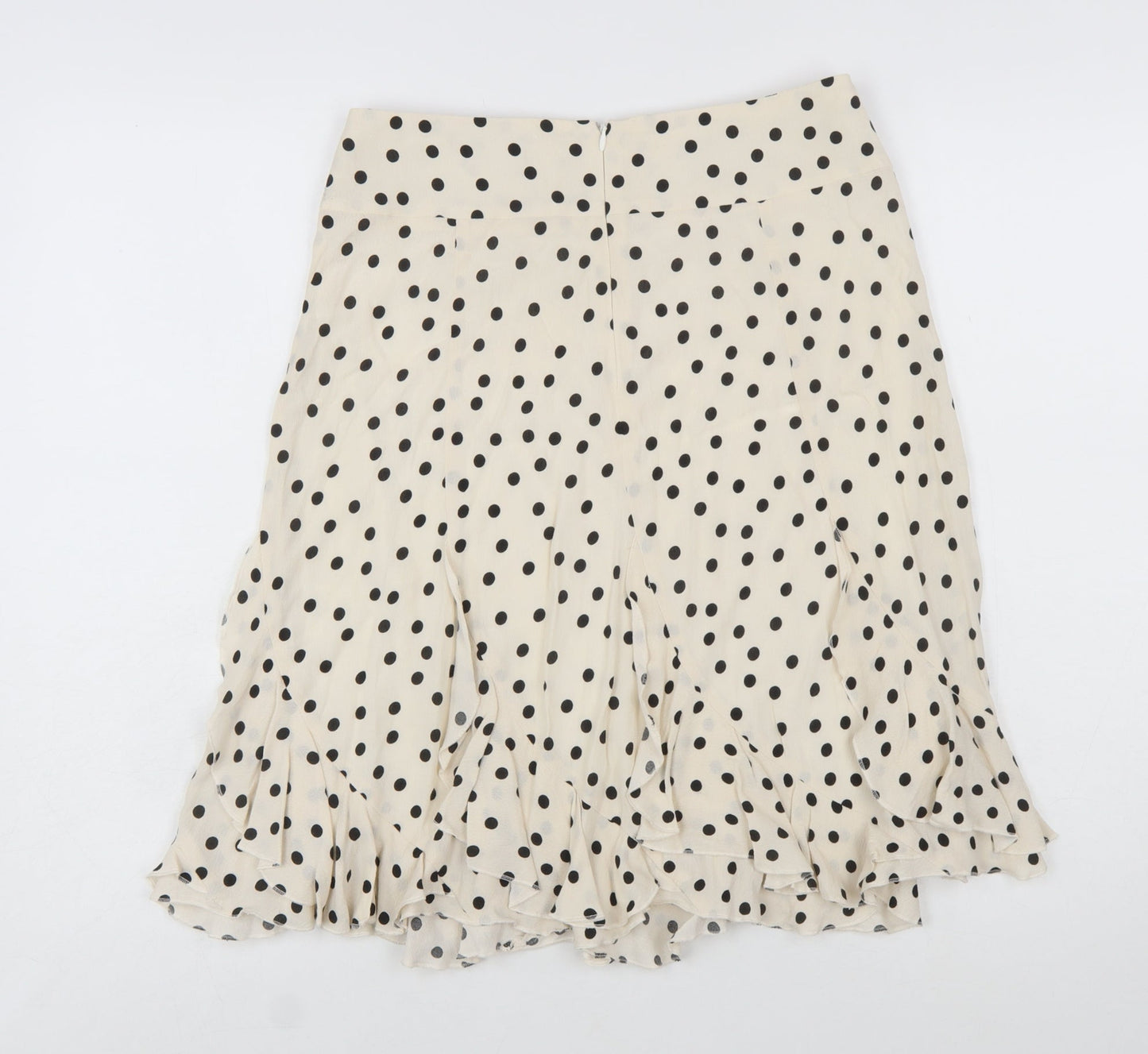 SET Womens Beige Polka Dot A-Line Ruffle Skirt Size 10