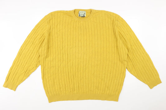 Peter Christian Men’s Yellow 4XL Cotton Cable Knit Jumper