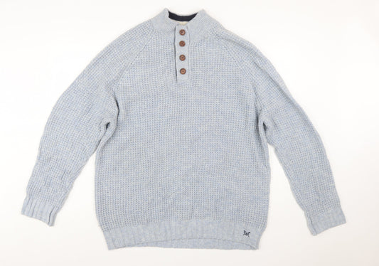 Crew Clothing Company Men's Blue 2XL Wool Henley Jumper