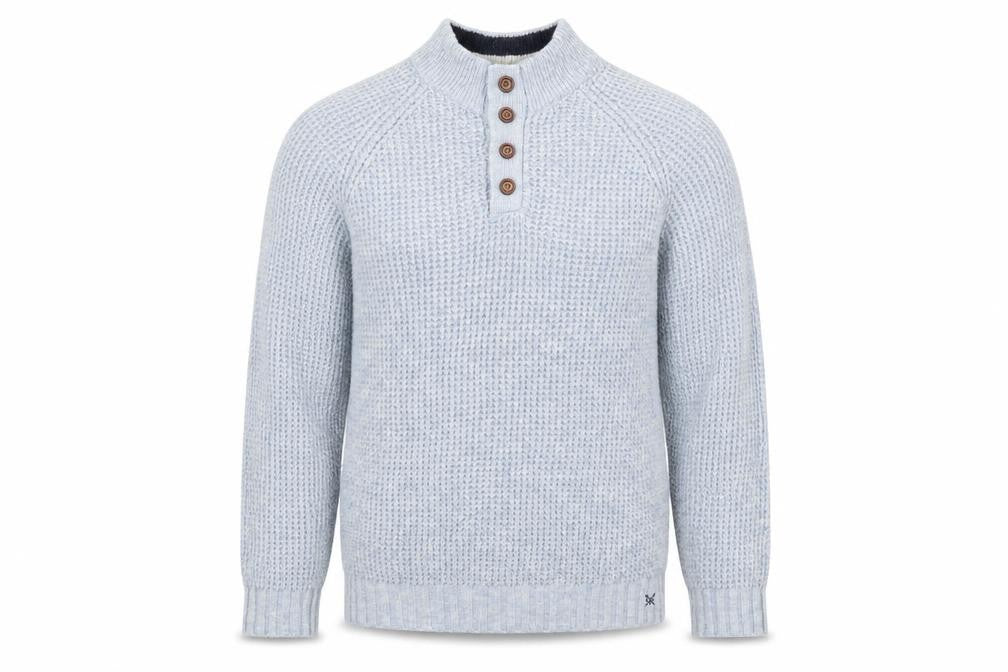 Crew Clothing Company Men's Blue 2XL Wool Henley Jumper