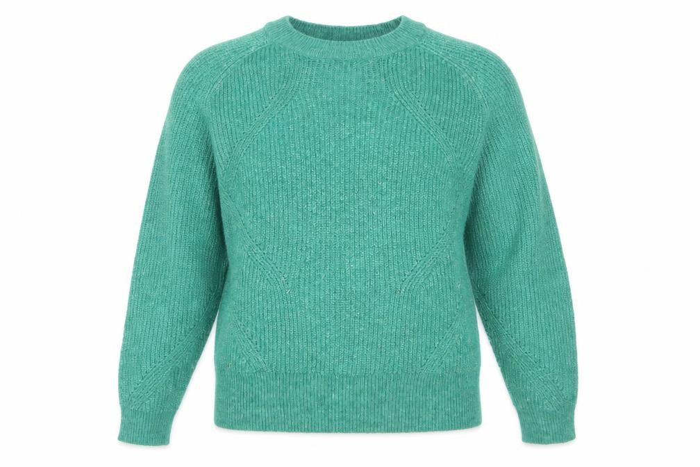 Marks & Spencer Women's Green Knit Crew Neck Jumper Size M