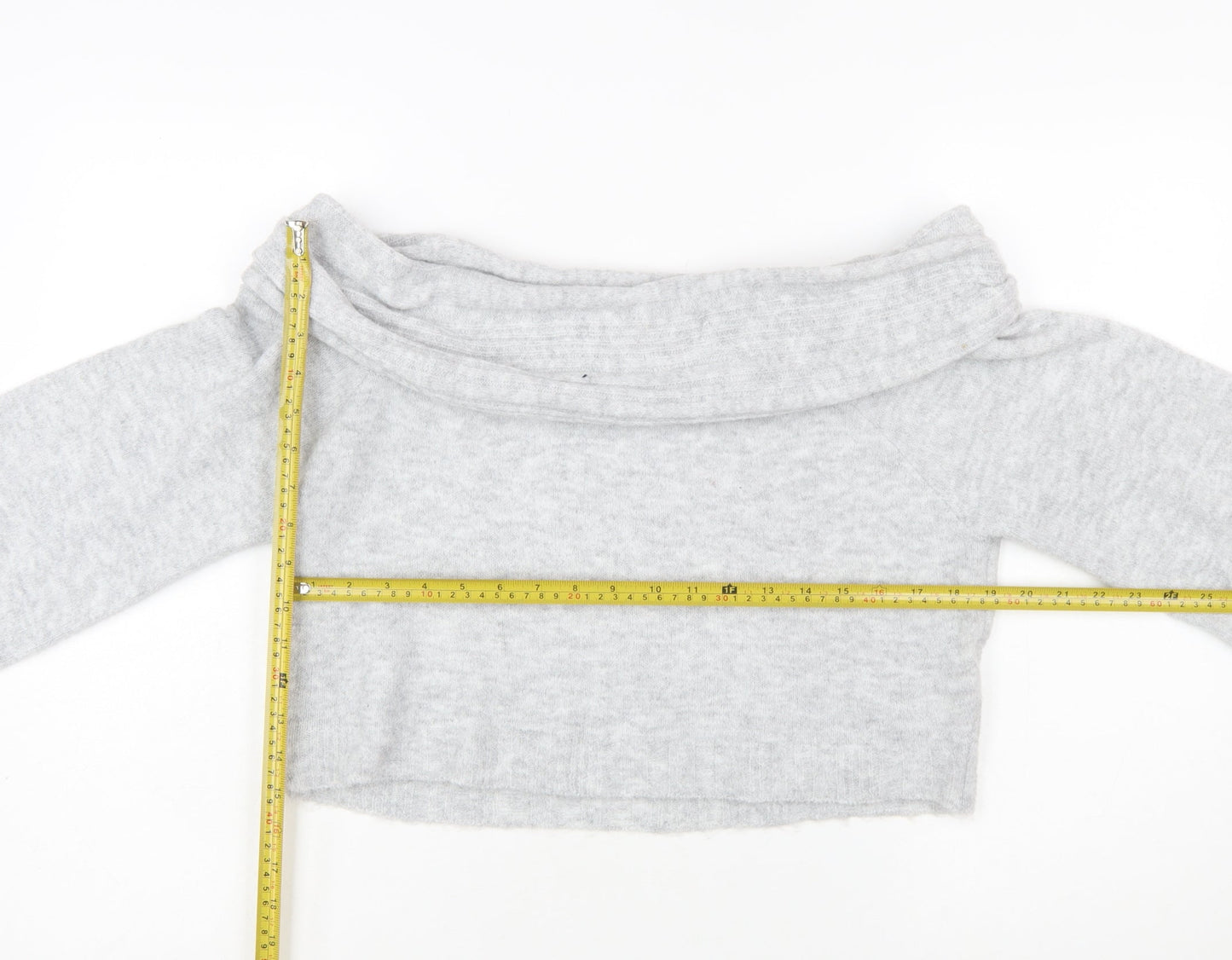 PrettyLittleThing Women Grey L Off Shoulder Knit Jumper