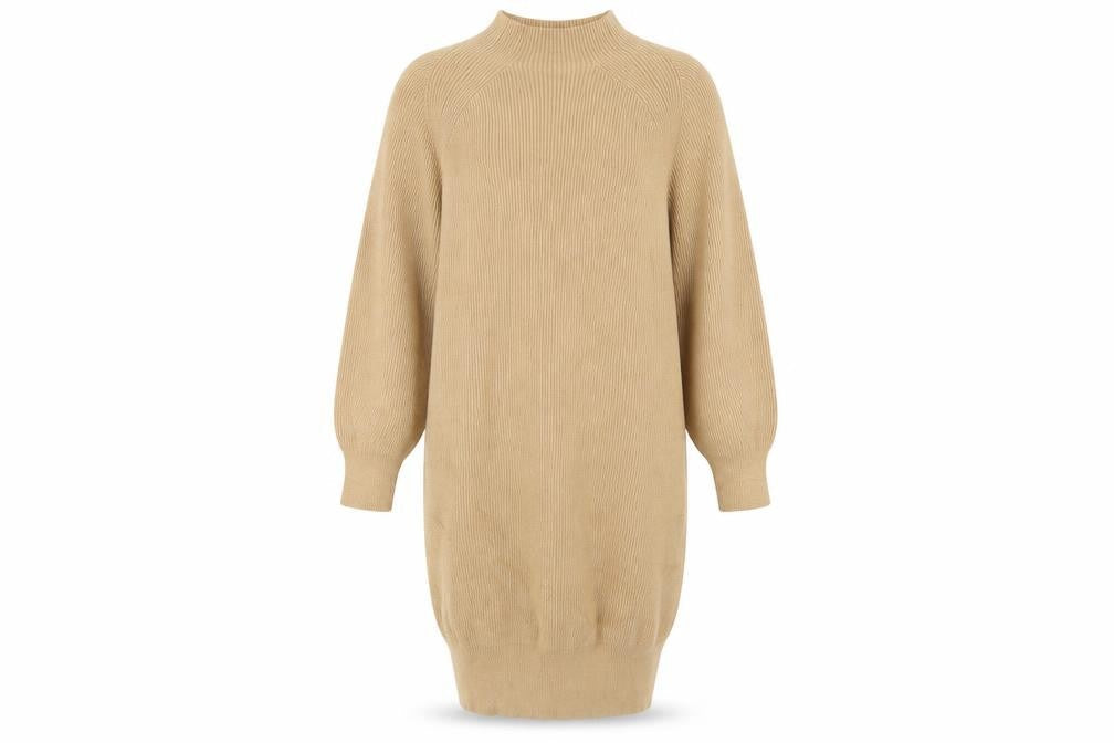 Phase Eight Women Beige XS Knit Jumper Dress High Neck
