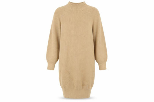 Phase Eight Women Beige XS Knit Jumper Dress High Neck