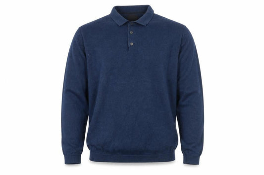 Next Men Blue Collared Henley Cotton Jumper L Long Sleeve Knit