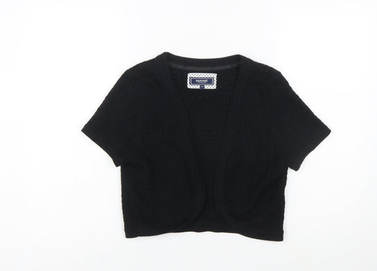 Maine New England Women's Black Cotton Short Sleeve Cardigan Size 10