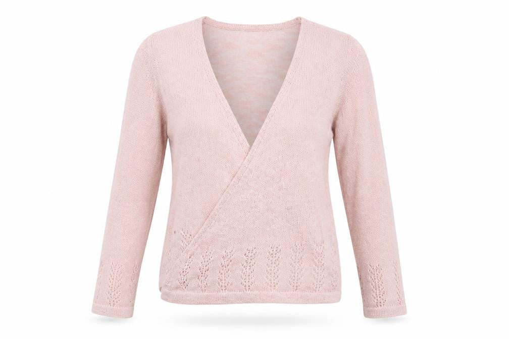 Roman Women Pink Wrap Knit Jumper Size 10 Acrylic Blend Long Sleeve