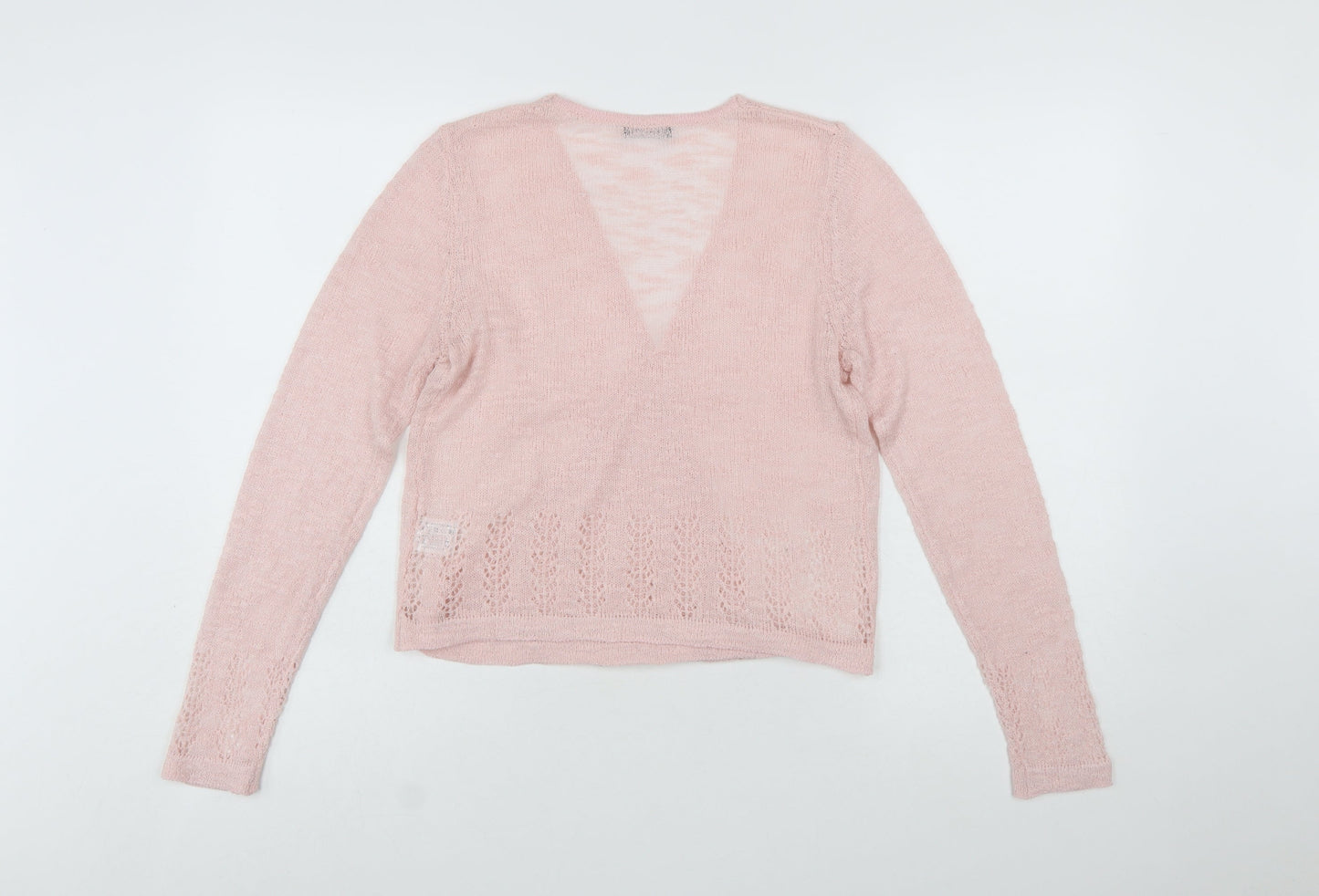 Roman Women Pink Wrap Knit Jumper Size 10 Acrylic Blend Long Sleeve