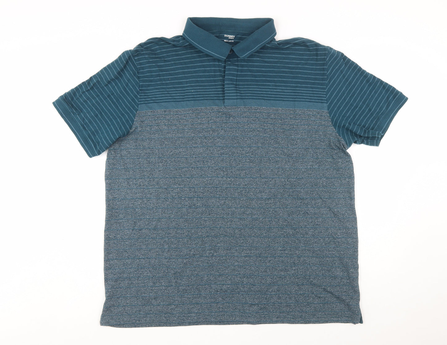 Dunnes Stores Men Blue Striped Polo Shirt Regular Fit XXL