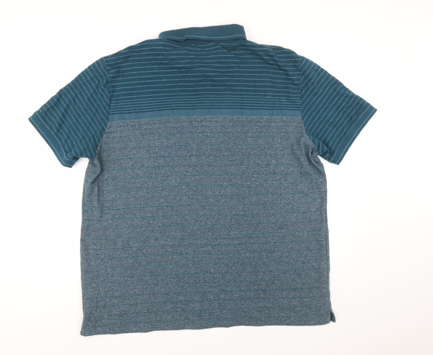 Dunnes Stores Men Blue Striped Polo Shirt Regular Fit XXL