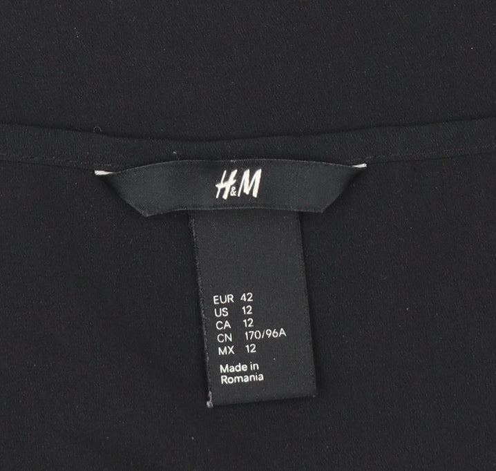 H&M Women's Black Sleeveless V-Neck Polyester Blouse Size 14