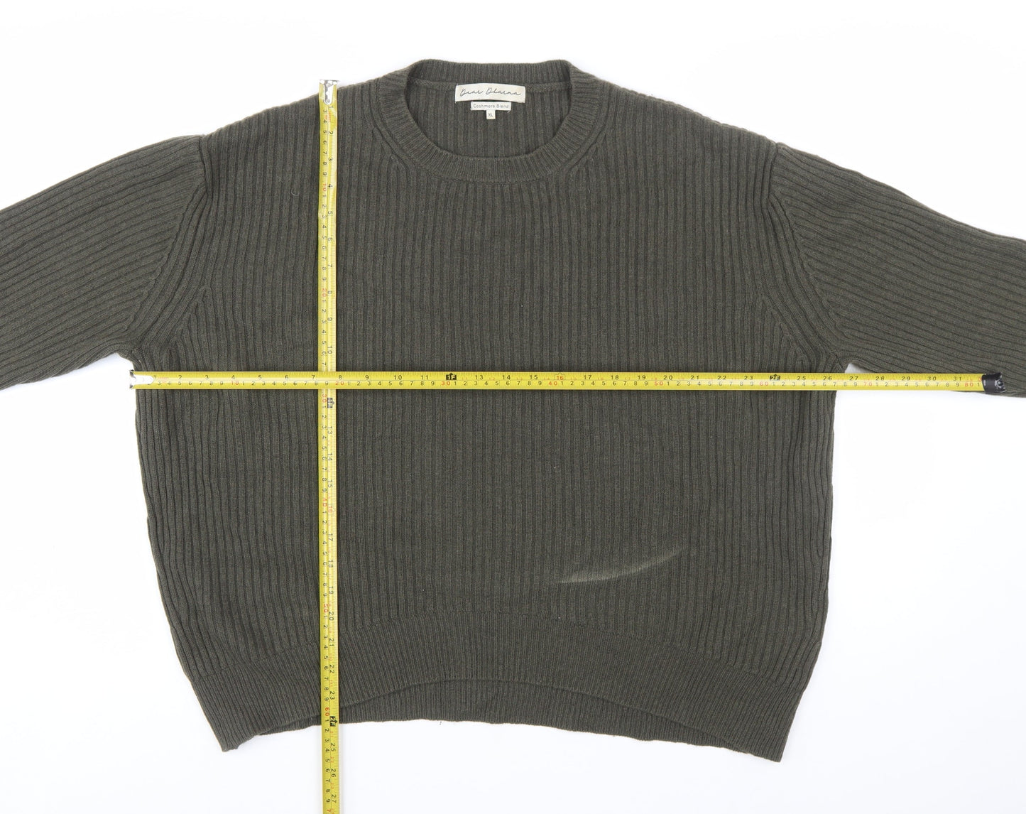 Dear Dharma Womens Green Cashmere Blend Ribbed Knit Jumper XL