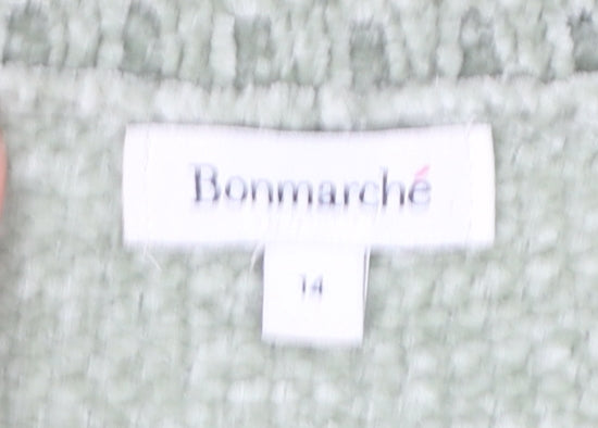 Bonmarché Women’s Green Crew Neck Long Sleeve Pullover Jumper Size 14