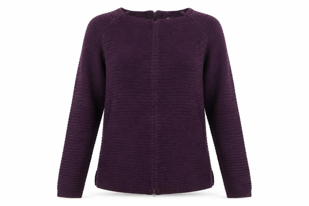 Intuition Women’s Purple Full Zip Chunky Knit Jumper Size 10/12