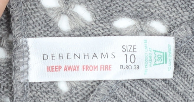 Debenhams Women’s Grey Open-Knit Cardigan Size 10