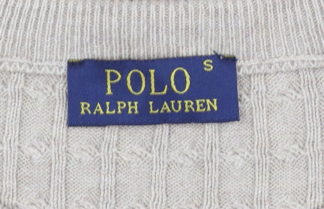 Ralph Lauren Women's Beige Cotton Cable Knit Jumper Size S