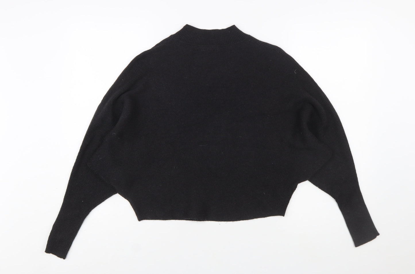 Zara Women Black Mock Neck Knit Pullover Jumper Size 12