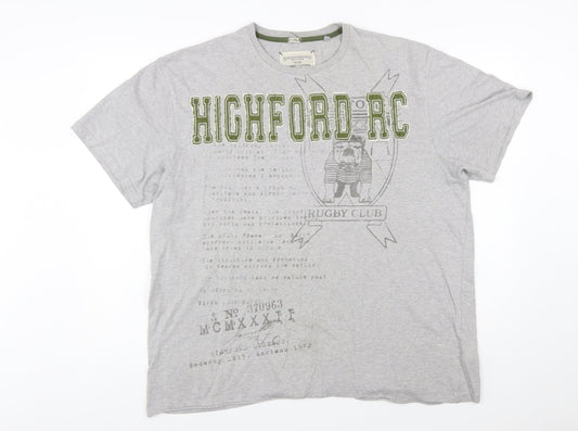 Next Men Grey 2XL Rugby Club Graphic T-Shirt Short Sleeve