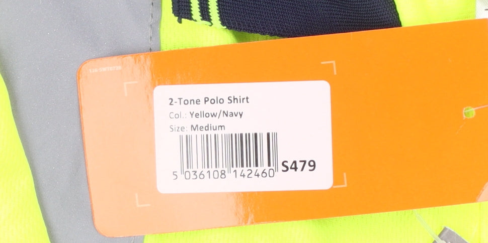 Portwest Men's Yellow/Navy Short Sleeve Hi-Vis Work Polo Shirt M