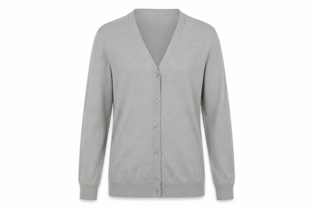 Cerruti Women Grey Merino Wool V-Neck Cardigan L