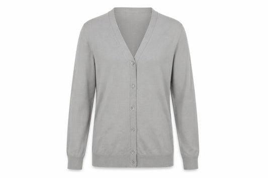 Cerruti Women Grey Merino Wool V-Neck Cardigan L