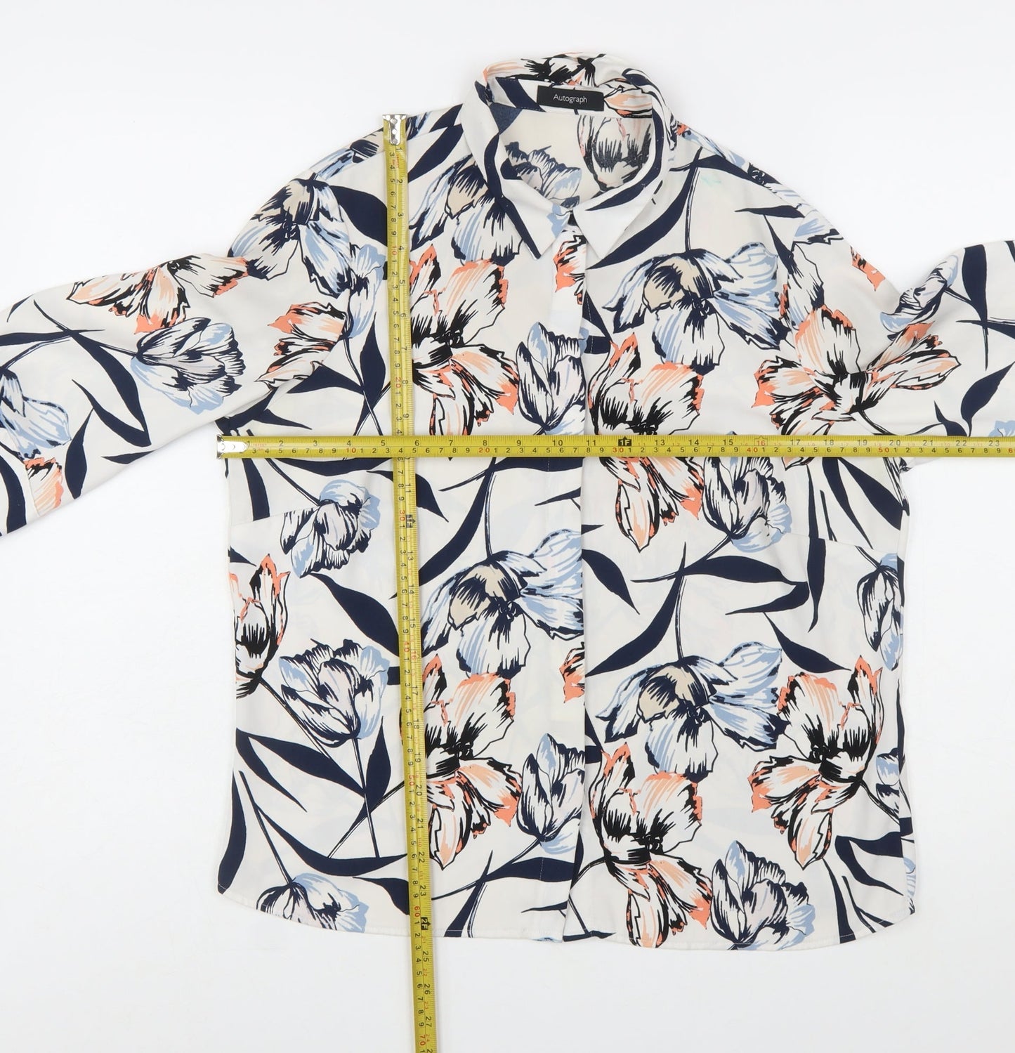 Marks and Spencer Women’s Ivory Floral Button-Up Blouse Size 12