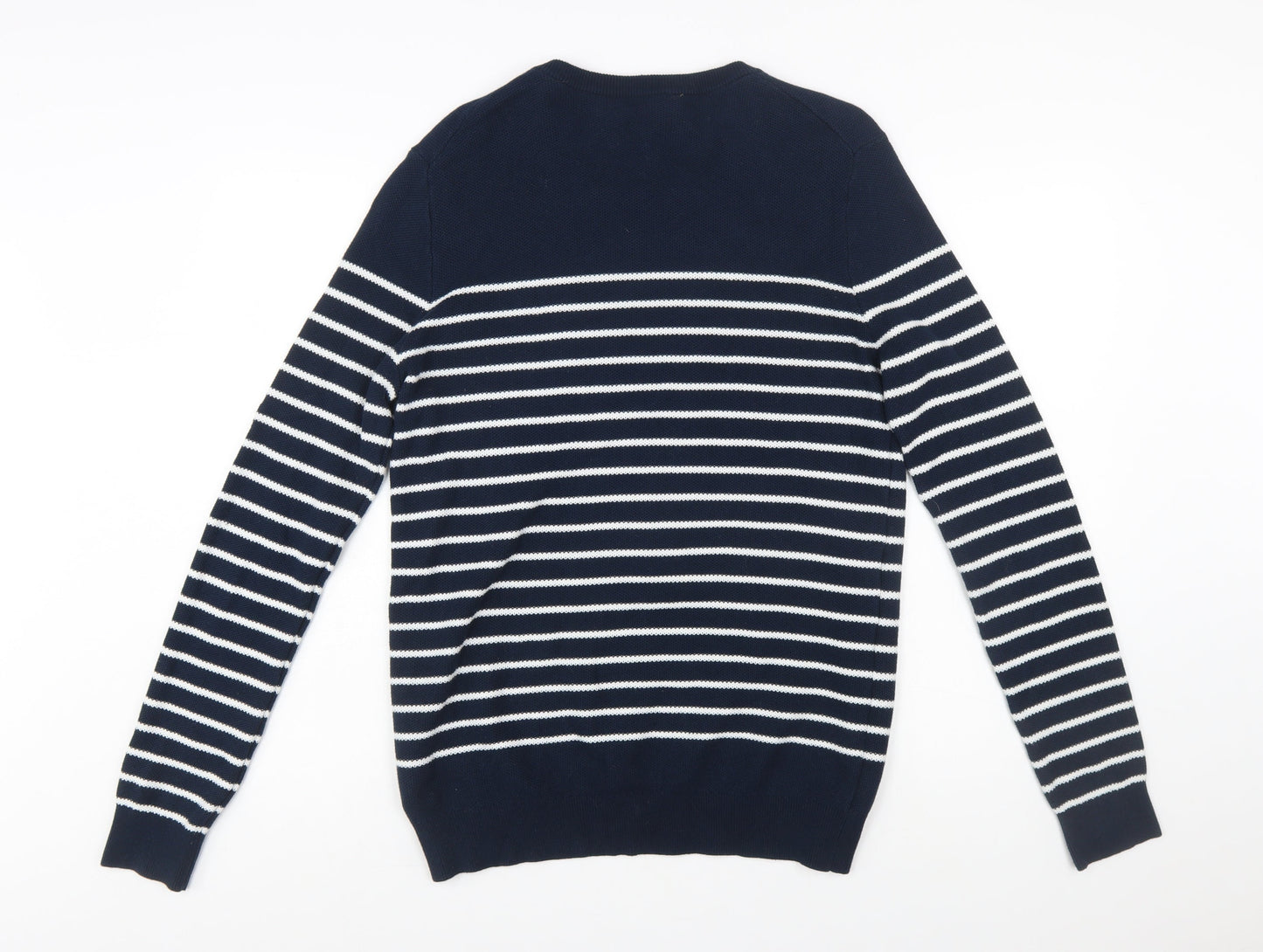 Helly Hansen Men's Blue Striped Cotton Crew Neck Jumper L Regular