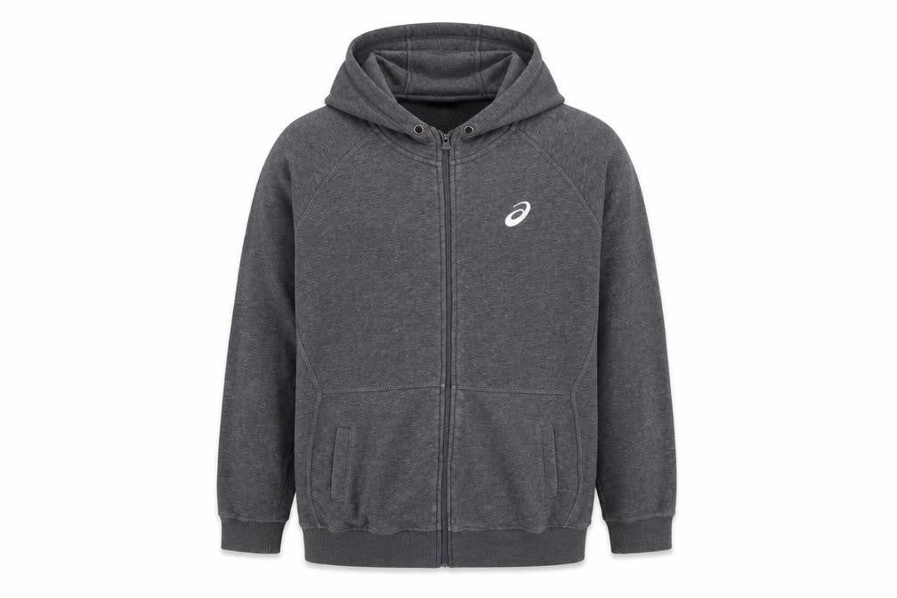 Asics Men's Grey Full Zip Hoodie XL Sports Fleece