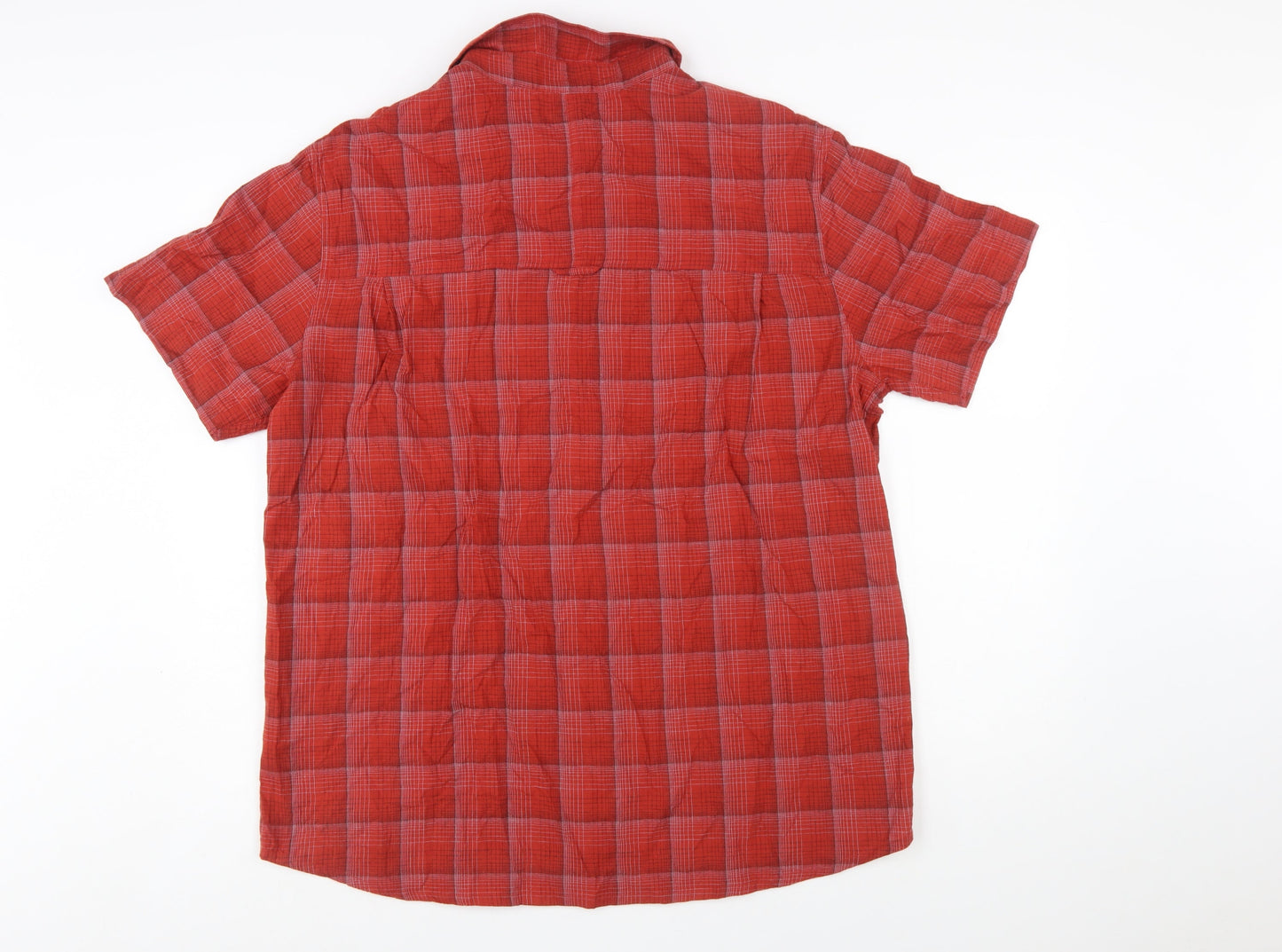 Mountain Warehouse Men's Red Check Short Sleeve Cotton Button-Up Shirt XL