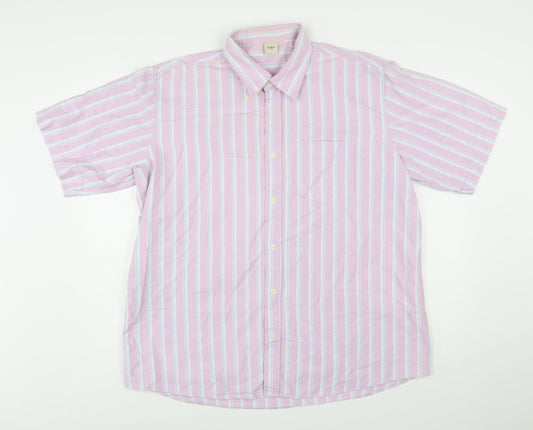 Cotton Traders Men’s Purple Striped Short Sleeve Button-Up Shirt XL