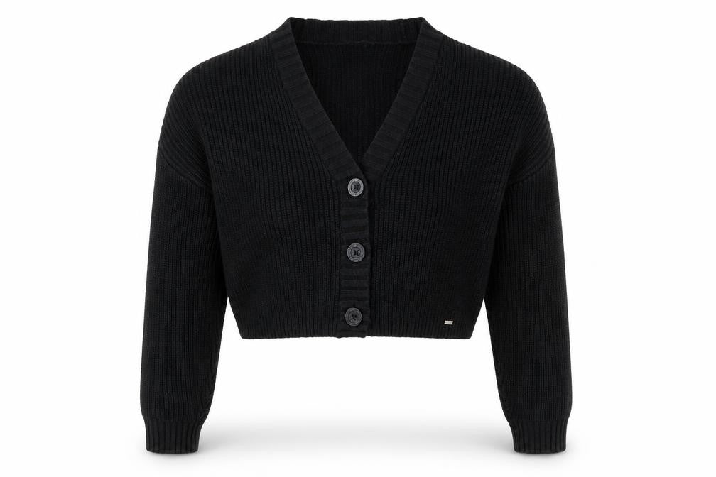 Hollister Womens Black XS Chunky Knit Button Cardigan Jumper