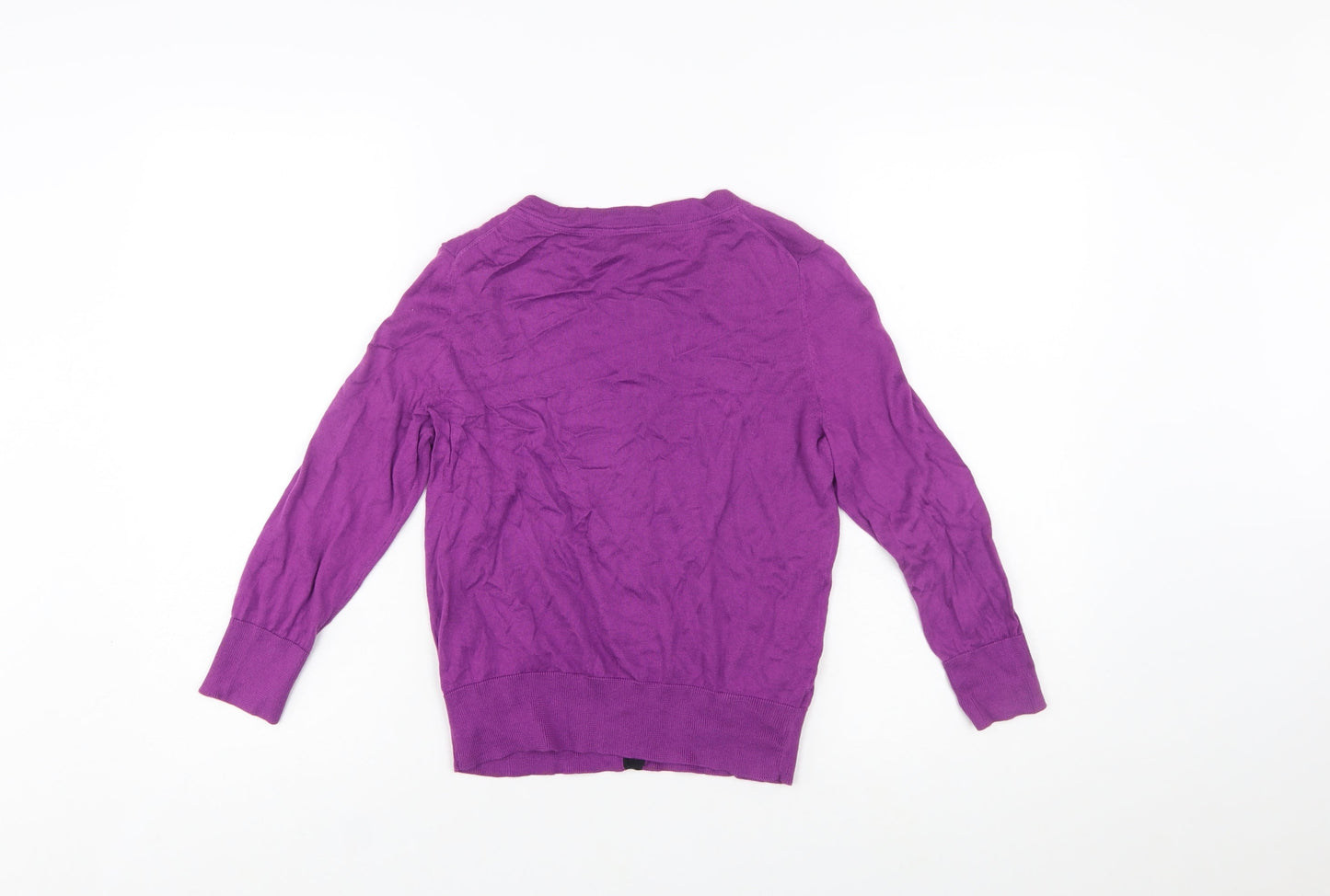 Hobbs Women Purple Cotton Cardigan Size 10 Button Front Knit