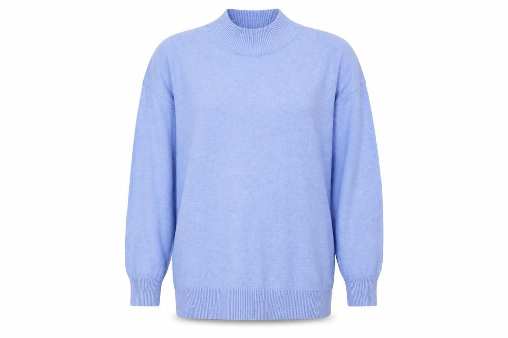 Marks & Spencer Women’s Blue Mock Neck Relaxed Knit Jumper XL