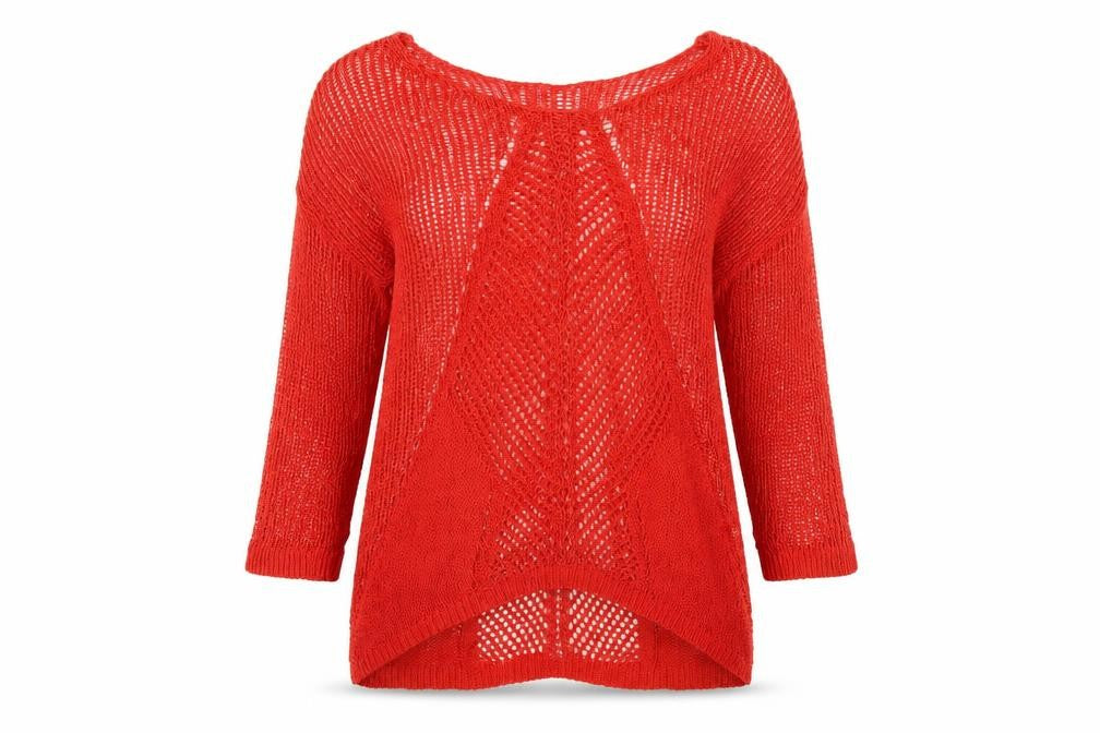Next Women’s Red Open-Knit Pullover Jumper Size 10