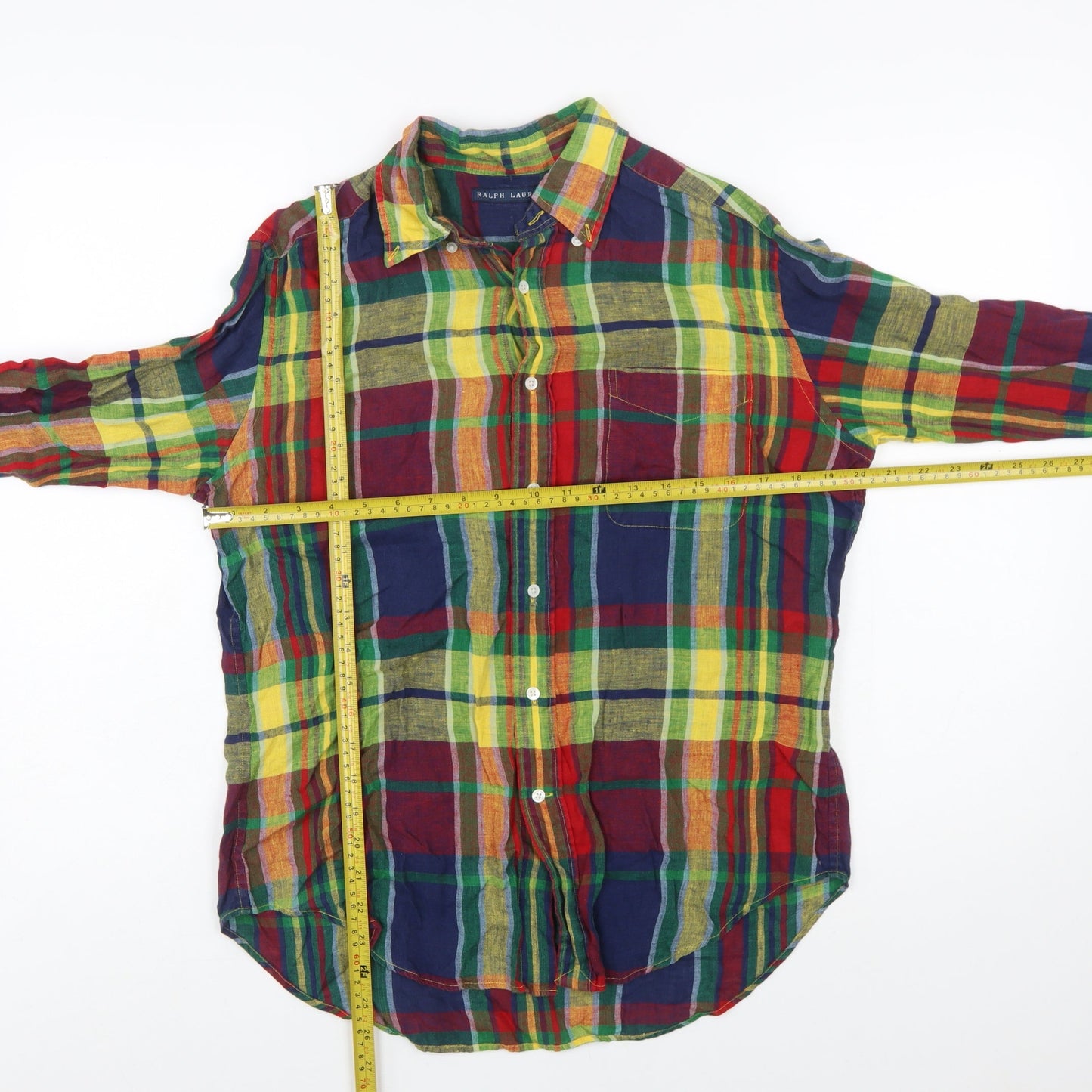 Ralph Lauren Women's Multicoloured Linen Button-Up Shirt Size 10