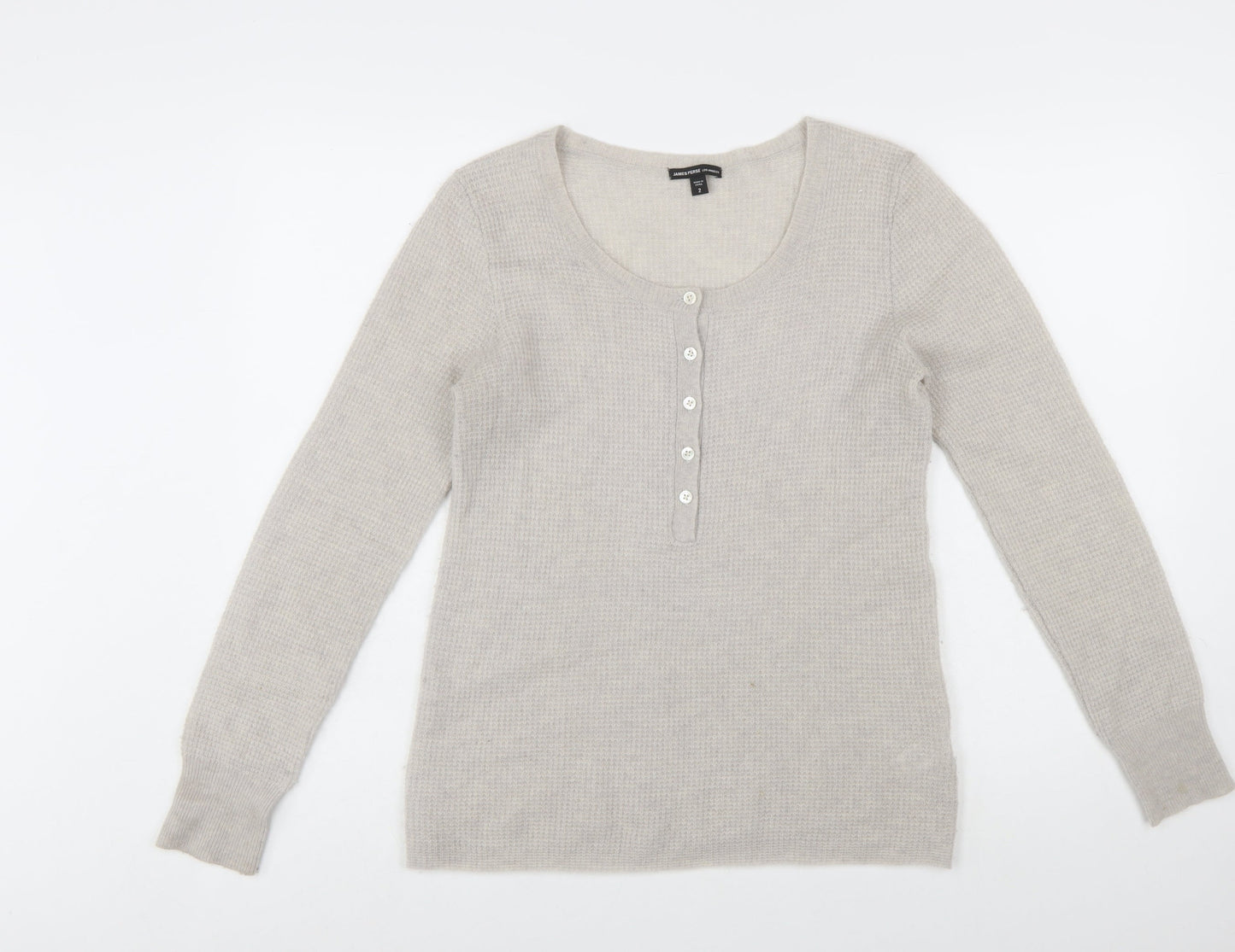 James Perse Women’s Beige Cashmere Henley Jumper Size M