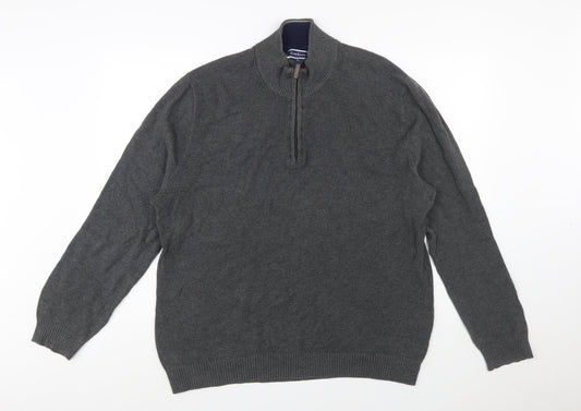 Club Room Men's Grey Cotton 1/2 Zip Jumper XL