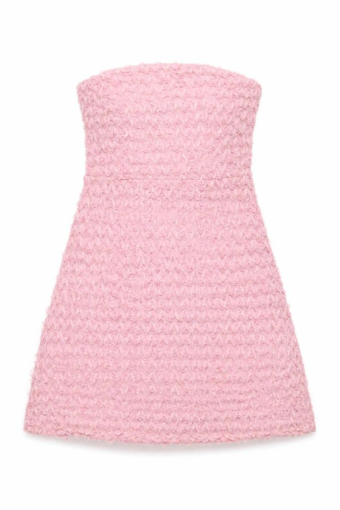 Quiz Women’s Pink Strapless A-Line Textured Party Dress Size 10