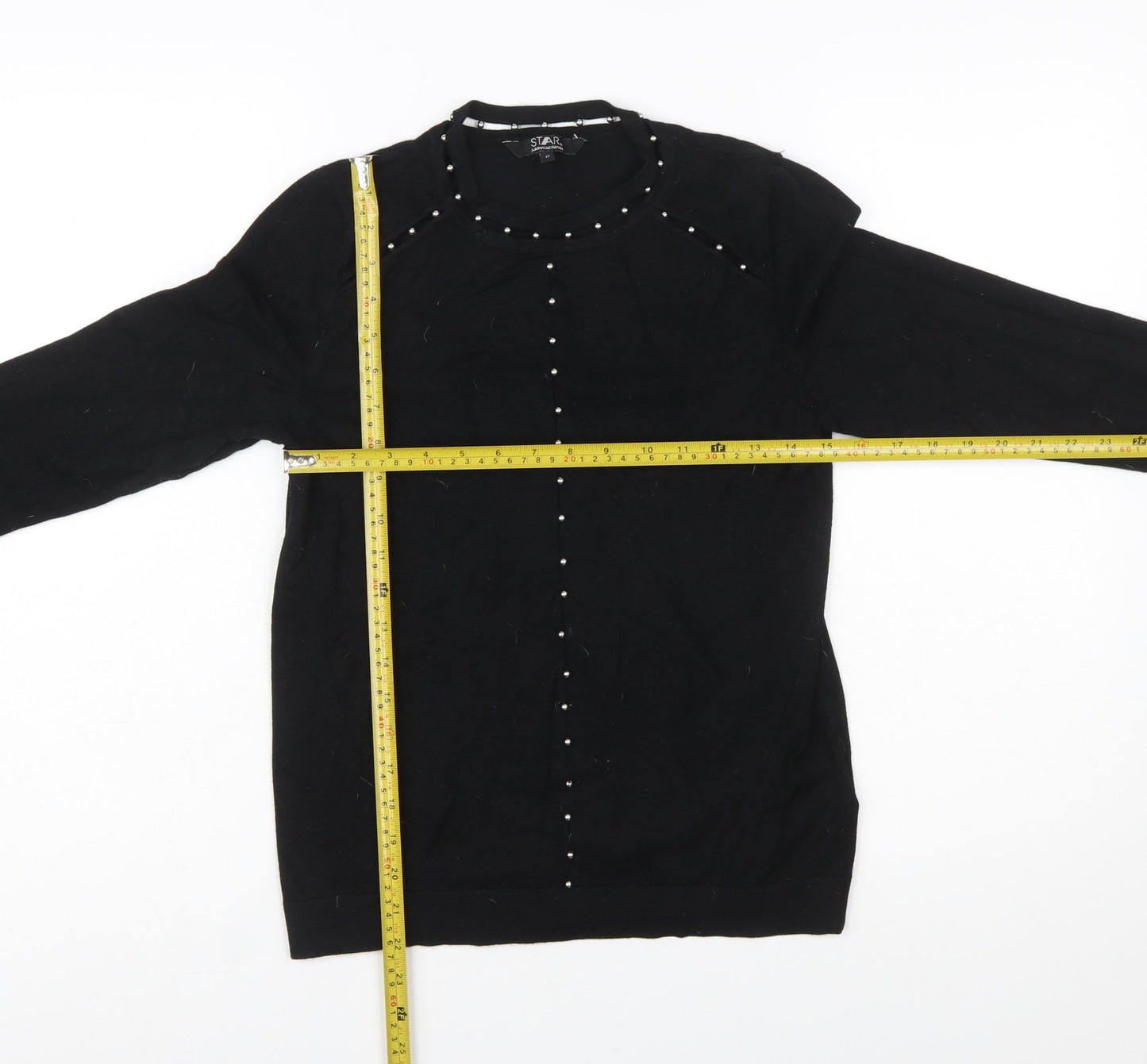 Star by Julien Macdonald Womens Black Beaded Crew Neck Jumper Size 12