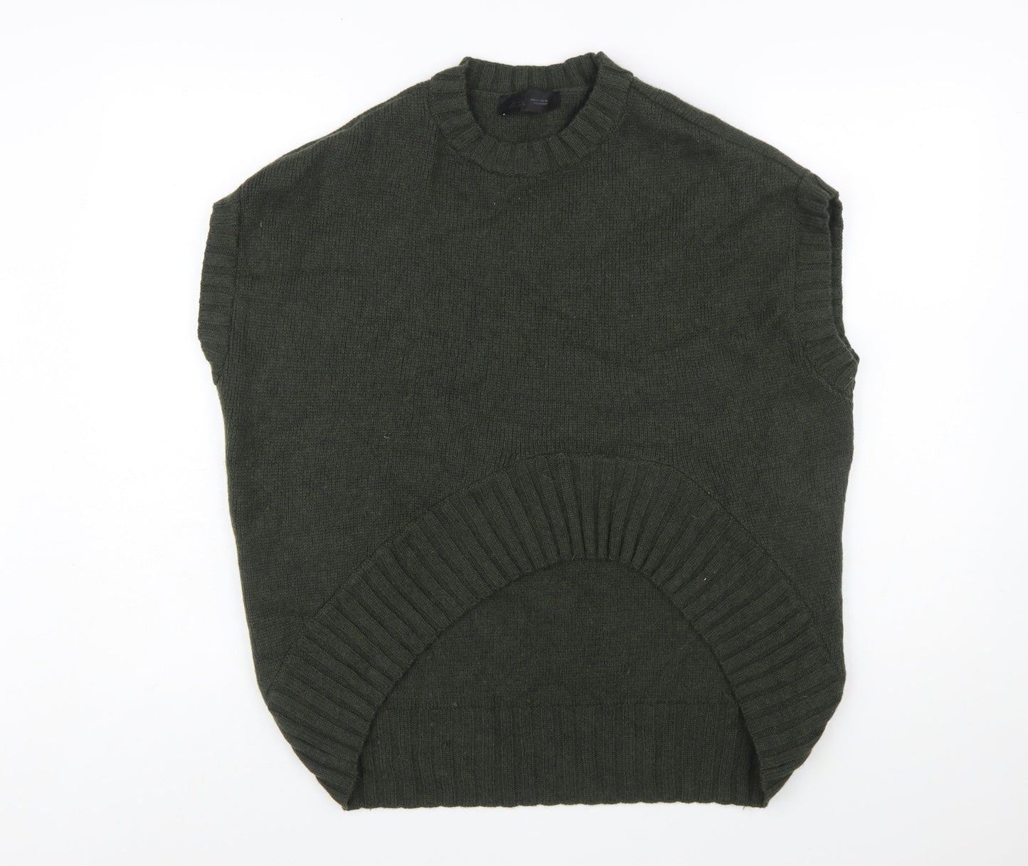 Zara Women's Green Sleeveless Wool Blend Knit Jumper S