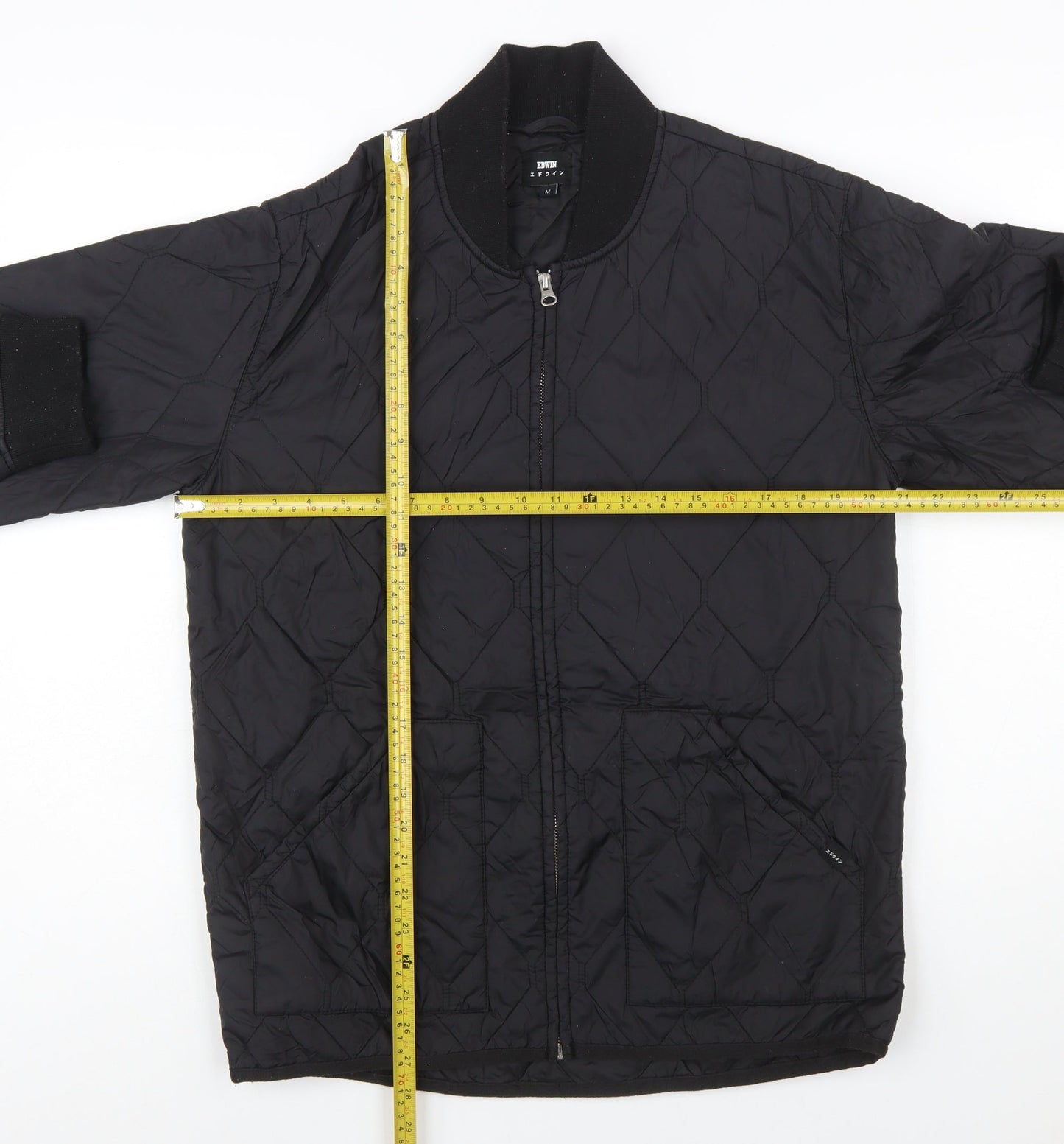 Edwin Men’s Black Quilted Nylon Zip Jacket Size M Casual