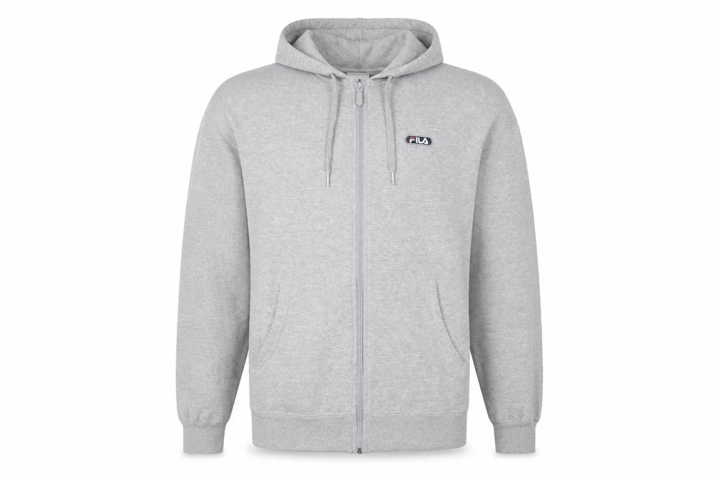 Fila Men's Grey 2XL Full Zip Fleece Hoodie with Logo