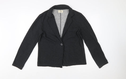 Hush Women Black Single-Breasted Blazer S/M Classic Wool Blend Jacket